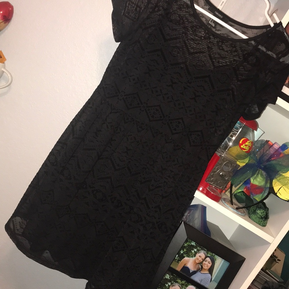 Black Aztec print overlay dress